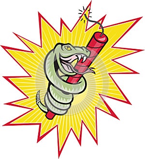 Rattle Snake Coiling Dynamite Cartoon photo