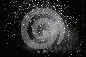 Real falling snow on a black, abstract, backgrounds