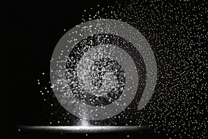 Real falling snow on a black, abstract, backgrounds