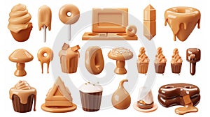 An illustration of a realistic 3D set of sweet caramels