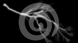 Illustration of realistic lighting thunderbolt on black background. Summer thunder storm