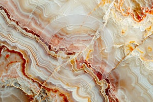 Illustration of realistic onyx texture of beige and brown colors with bright veins