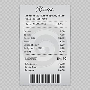illustration of receipt template