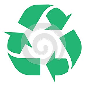 Illustration of recycle and zero waste symbol with green arrows in form of triangle isolated on white background. Eco