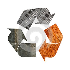 Illustration recycling symbol of industrial metal