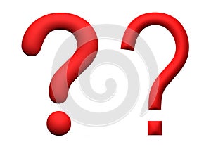 Illustration of red 3d rendered question marks