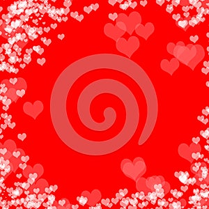 Illustration red background with hearts