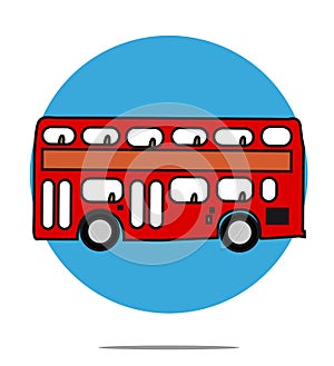 Illustration of a red bus with circle background