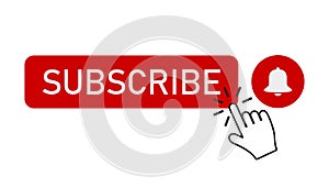 Illustration of red buttons with subscribe button and notification bell