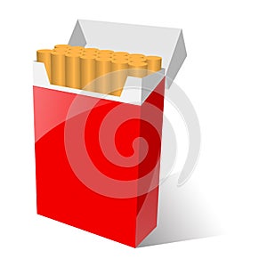 Illustration of red cigarette pack.