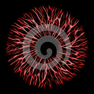 Illustration of a red electrify human iris