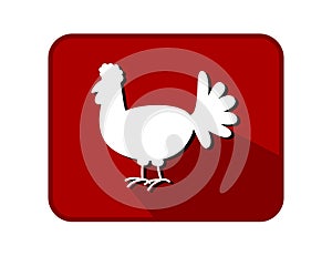 Illustration of red farm hen in rectangular panel with rounded edge - vector