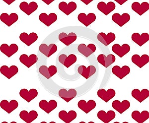 Illustration red heart pattern  isolated on white  background
