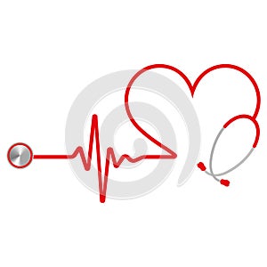 Illustration of a red heart with a stethoscope