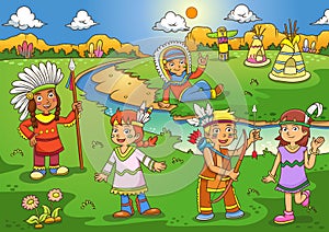 Illustration of red indian cartoon