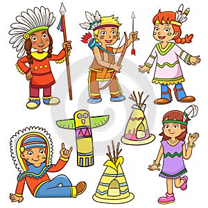 Illustration of red indian cartoon.