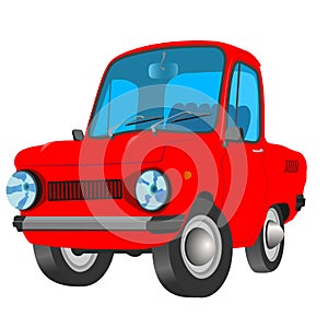 Illustration of red retro car with white background