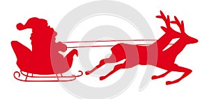Illustration of a red Santa Claus with sleighs isolated on a white background
