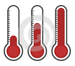 Illustration of red thermometers with different levels