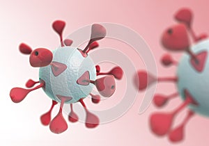 Illustration of red virus on gradient background