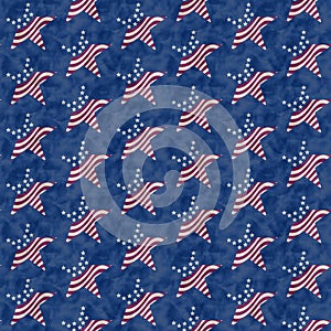 Illustration red, white and blue USA flag stars pattern background that is seamless