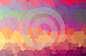 Illustration of red, yellow, purple, green and blue little hexagon horizontal background