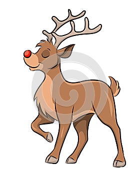 Illustration of reindeer Rudolph with itÂ´s red nose