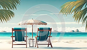 Illustration with a relaxing summer beach scene photo