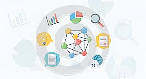 Data Analysis Concept Charts, Graphs, Cloud, and Network