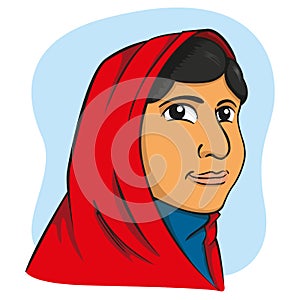 Illustration representing a girl with hijab, Middle East, Arabic, Indian