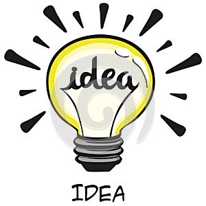 Illustration representing icon lamp, idea, creativity, colorful art line