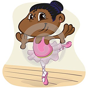 Illustration represents afro-descendant girl child bathing ballet