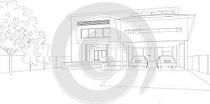 Illustration of residential house design