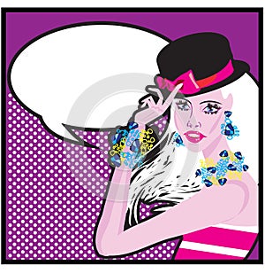 Illustration Retro woman girl talking