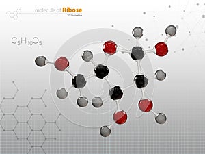 Illustration of ribose molecular structure isolated white photo
