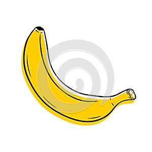 Illustration of a ripe banana in a contour style.