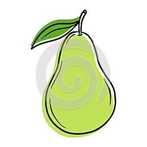 Illustration of a ripe pear in a contour style.