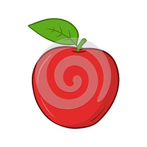 Illustration of ripe red apple in bright colors.