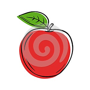 Illustration of a ripe red apple in a contour style.