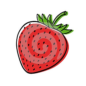 Illustration of a ripe strawberry in a contour style.