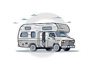 Illustration of Roadside Freedom - Traveling in an RV Adventure photo