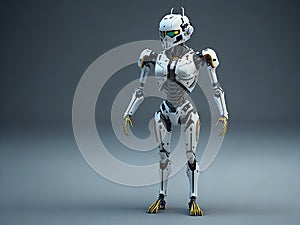 illustration of robocop cyberpunk android. Robot futuristic soldier. generative AI
