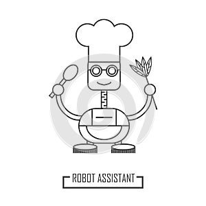 Illustration of a robot cook. Robotic assistant in the kitchen
