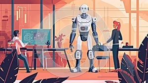 Illustration of a robot helping a human