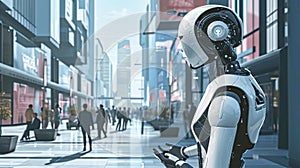 Illustration of a robot helping a human