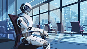 Illustration of a robot helping a human