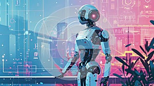 Illustration of a robot helping a human