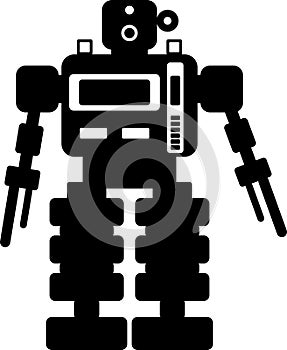 Illustration of Robot Icon in Flat Style. Illustration of Children Toy