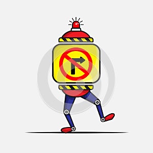 This is an illustration of a robot with no right turn sign