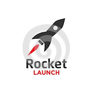 Illustration of rocket launch logo design template